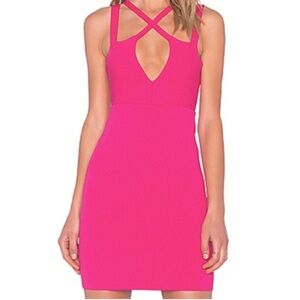 NBD Hot Pink Cross-Strap Mini Dress
